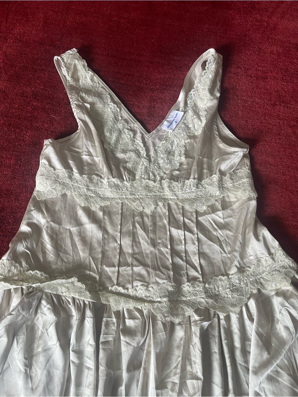 Natural Fiber Quality Mini Slip With Lace Dress Baby Green Y2K Vintage - Picture 6 of 10